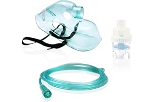 ALL4US® Kit recambios aerosol universal para adultos con máscara, ampolla, banda elástica, tubo de 2.1 metros para inhalación, filtro y accesorios para nebulizador, compatible con todas las marcas.