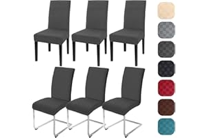 ‎YUGARLIBI Yugarlibi Chair Covers, Set of 6, Stretch Chair Covers, Swing Chair, Elastic Modern Jacquard Chair Cover, Removable Washable Chairs, Protection for Kitchen, Restaurant, Bar, Hotel, Banquet (Dark Grey,