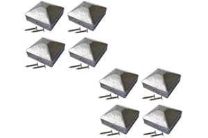 PANOROOF 100mm x 100mm Metal Fence Post Top Cap, Galvanised Steel Pyramid - Pack of 8