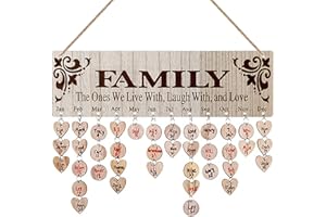 YIEUR Calendario in legno da 40 cm, con 100 piccoli dischi di legno, calendario da parete indipendente dall'anno, regalo per decorazione per la casa, festa di compleanno, decorazione da parete