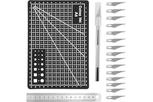 CHENYU Schneidematte Set Selbstheilende Bastelunterlage Mat mit Schnitzmesser, A5 Cutting Mat/16stk Bastelmesser und Stahllineal Grün/für Handrückenbretter, Mauspads, Schreiben