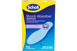 DR. SCHOLL'S Scholl Shock Absorber Insoles - Contain Over 3000 Gel Nodules for All Day Shock Absorption and Pressure Relief, Breathable and Washable Shoe Insoles, Trim to Fit, UK Size 3-12, 1 Pair