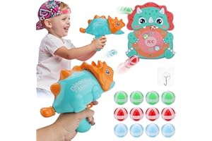 Wrymish Dinosaurier Dartscheibe Schießspielzeug ab 3 4 5 Jahre Jungen Mädchen, Wurfspiel Spielzeugpistole mit Zielscheibe＆12 Bällen, Dart Board Spiele Spielzeug,Kinder Weihnachts Geburtstags Geschenke