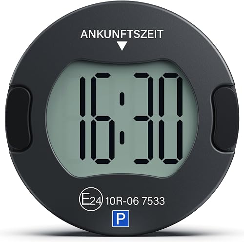 Parkturon PT01 Electronic Parking Disc with Approval, Automatic Parking Disc Electric for Cars, Digital Parking Meter with 2 Displays & Night Parking Mode (Black)