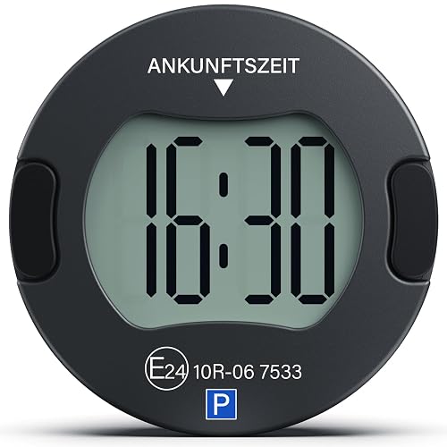 Parkturon PT01 Electronic Parking Disc with Approval, Automatic Parking Disc Electric for Cars, Digital Parking Meter with 2 Displays & Night Parking Mode (Black)