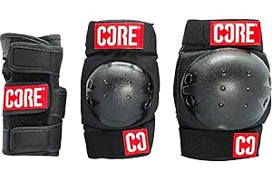 CORE Junior Triple Pad Set Knee Pads Elbow Pads Wrist Guards 6 in 1 Protective Gear Set for Kids Youth Adult for Skateboarding Scooter Cycling BMX Skating Skate