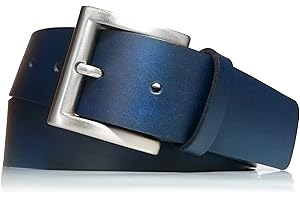 almela | Cinturón Hombre y Mujer | Piel legitima | 4 cm ancho 40 mm | Correa cuero | Cinto | Hebilla plata cepillada | Unisex | Leather Belt