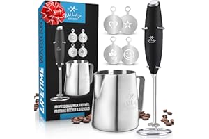 Zulay Kitchen la leche de alta potencia frother complete set - handheld de espuma maker para lattes - gran batidor bebida mezclador para bulletproofâ® café, mini blender y espumador perfecto para cap