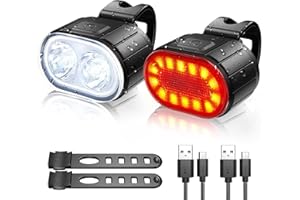 Te-Rich Bike Lights Front and Back, Rechargeable Bike Lights Set Waterproof, Super Bright Bicycle Lights Front & Rear, LED Cycle Lights for Men and Women, USB Bike Lights for Mountain/Road/Kids Bikes