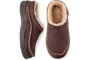 Zigzagger Men's Fuzzy Moccasin Slippers Indoor/Outdoor Fluffy House Shoes