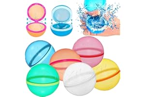 shallyong Bomby wodne wielokrotnego użytku, 6 sztuk, silikonowe balony wielokrotnego użytku, zamknięcie magnetyczne, magiczne kule na lato, plażę, basen, do walki wodnej dla dzieci, piłki do bitew wodnych