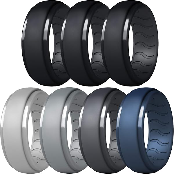 Rinfit Anelli in silicone da uomo, in silicone, da uomo, anelli in silicone, anelli in gomma, ideali per sport, allenamento ed esercizi, collezione Infinity, nero, taglia 10