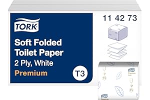 Tork 114273 Carta Igienica Intercalata Extra Soft Premium, compatibile con sistema T3, 2 veli, 30 conf. x 252 (7560 fogli), colore bianco