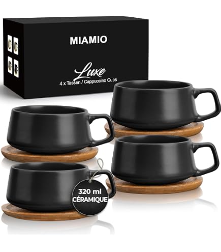 Set De 6 Tasses à Expresso MIAMIO - Grès Céramique - 75ml - Collection Papillon - Intérieur Coloré - Lave-vaisselle