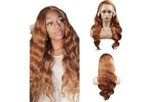 HXXCOUP Human Hair Wig Light Brown #30 Body Wave Wig Human Hair Lace Wig Parrucca Lace Wig Afro Capelli Veri Umani Parrucca Capelli Umani Pre Plucked with Baby Hair Wig Brown for Woman 20 Inch