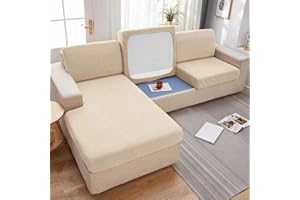 MTHGH Sofa Sitzkissenbezug,Stretch 4/3/2/1 Sitzer/L Form Samt Sofabezug Elastische Couch Kissenbezüge Husse Überzug Bezug Für Sofa Sitzkissen,E-(increase165-200cm) 4-Seater
