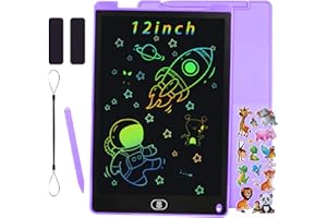 KidsPark Tablette D'écriture LCD Tablette de Dessin Graphique Colorée de 12 Pouces pour Enfants, Planche à Dessin Effaçable Portable Jouets Éducatifs pour Garçons Filles, Violet