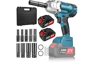 SHAVINGFUN Pistola de Impacto Bateria,Atornillador de Impacto,sin Escobillas llave dinamometrica 1/2 Máximo 650 Nm,3300 RPM,batería de litio 2x3.0Ah con 9 taladros,para coche y hogar llave de impacto