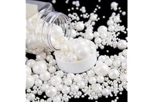 HOMIPOOTY Edible Candy Cake Decoration White Pearl 4.23 Ounces Birthday Halloween Thanksgiving Christmas party Team Dinner Cake Cupcake Cookies for Dessert Sprinkles