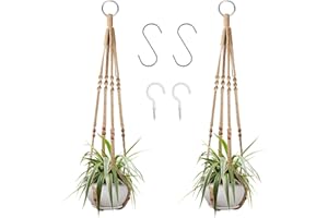 Augshy 2 PCS Colgador de Plantas de Cuerda de Algodón, Macetero Colgante, Planta Suspensión, Colgadores de Macramé para Plantas para Interior y Exterior Jardín Decoración