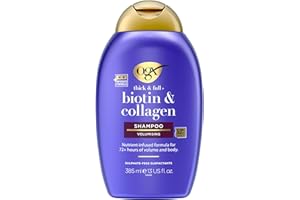 OGX Biotin and Collagen Volumising Hair Shampoo, Thick and Full, with Vitamin B7 Biotin, and Collagen, for Fine Hair, Sulfate Free Surfactants, 385ml