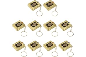 Garneck 10pcs Mini Ark Quran Book Key Chain Vintage Religious Keyrings Islamic Pendant Muslim Bag Purse Car Decor(Random Color)
