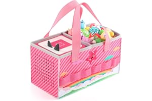 OUKNAK Carrying Case for Tonies Starter Set & Storage Bag for Tonies Figurine, Home Outdoor Hand Bag for Tonies Audio Player and Dolls Musical Toy Folding Bag for Toniebox Accessories (Pink)