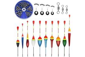 CONNECTION 10 Pièces Flotteur Peche Flotteur Truite 205 Pièces Plombs pour Pêche 3 Pièces Emerillon Peche 4 Stop Float Peche Bouchon Peche Truite pour Pêche en Mer Lacs Rivières Etangs Océan