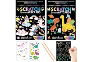 Georgie Porgy Scratch Art kit pour Enfants Magic Rainbow Papier à gratter Carnet de Pâques Cadeau d'anniversaire pour garçons et Filles (Dinosaure + Licorne)