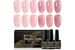 Shining She Smalto Semipermanente,6 Colori Naturale e Trasparente Rosa Nude Smalto Semipermanente Unghie,Soak Off UV LED Smalto Unghie Manicure Arte Nail DIY a Casa,8ML
