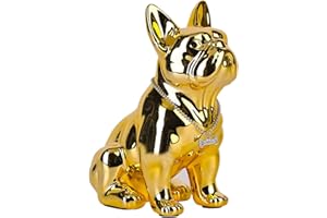 XYQXYQ Estatua de Bulldog Francés, estatua de perro de resina de pug dorado, escultura de Bulldog Inglés, escultura de decoración del hogar, decoración de la sala de estar, oficina, colección moderna
