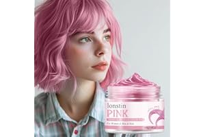 lonstin Purple Hair Colour Wax for Kids & Adults Temporary Hair Dye Wax 100g Wash Out, Non-Sticky Clay Mud Cream for Parties, Cosplay & Daily Fun (Light Pink, Light Pink)
