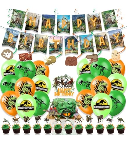 49 Pièces Decoration Anniversaire Dinosaure, Décoration De Fête De Dinosaure, Decoration Gateau Dinosaure, Dinosaure Anniversaire Banner, Ballon Dinosaure Anniversaire Pour Garçon Ou Fille