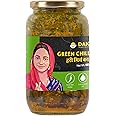 Daichi - Green Chilli Pickle | Crafted with love by women artisans | Sun cured | Cold-pressed mustard oil | In-house spices | No Preservatives 900gm (Pack of 1)