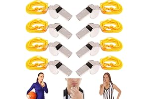 MELLYSTORE 8pcs Fischietto Arbitro Fischietto Sportivo Fischietto in Metallo Fischietto Acciaio Inox Fischietto con Cordino Fischietto Allenatore Calcio per Basket Sicurezza Emergenza Survial