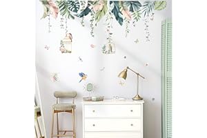 wondever Tropikalne liście naklejki ścienne wiszące winorośle ptaki klatka dla ptaków odklej i naklej naklejki ścienne do salonu sypialni tło telewizora