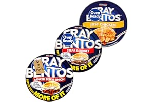 ASOKOBOX Classic Easy Bake Pie 3 Pack Variety Bundle - with Fray Bentos Chicken, Mince Beef & Onion and Steak & Kidney (3 x 425g) - Tender Meat, Gravy and Puff Pastry