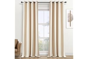 Topfinel Tende per Interni Termiche con Occhielli Moderni Tende Oscuranti a Tinta Unita per Camera da Letto e Soggiorno 140x260 CM (Larghezza x Altezza) 2 Pezzi Beige