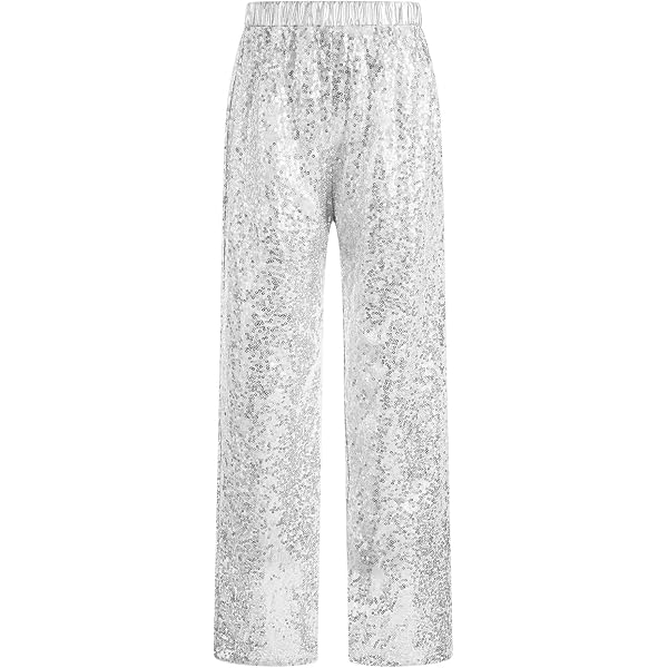 Pantalon De Danse Pailleté Unisexe Enfant - Style 70s, évasé, Taille élastique - Idéal Hip-hop, Jazz, Carnaval