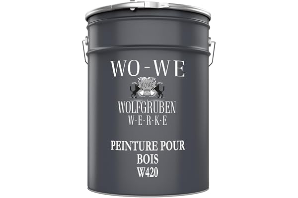 WO-WE Peinture bois W420 Vernis boiserie Finition Satiné Couleurs - Noir similaire RAL 9005-5L