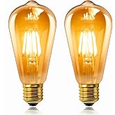 Vintage Edison Bulbs E27 LED 6W (Equivalent to 60W), ST64 LED Filament, Amber Warm White 2200K, 600LM, AC 220V-240V, Non-Dimm