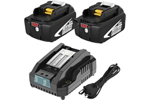 BOETPCR 2X BL1850B de Repuesto para 18V batería + DC18RC Recambio para Cargador 14.4V-18V DC18RCT DC18RD BL1860B BL1860 BL1850 BL1840 BL1830 LXT-400 Batería para Herramientas con indicador LED(Blanco)
