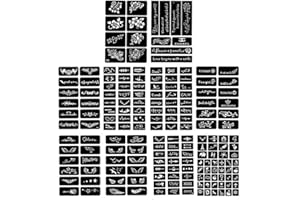AMASAWA 10 arkuszy tymczasowych szablonów, mały brokatowy szablon do malowania twarzy, ciała, różne wzory do tatuażu (losowy wzór)