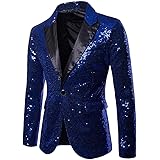 Homebaby Uomo Blazer Classic Brillantini con Paillettes Glitterati Giacca da Abito Elegante Fiesta Maniche Lunghe Colletto Ca