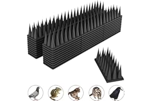 JHuYuNe Pinchos Antipalomas Plástico, Pinchos Anti Gatos, 5.7 Metros Ahuyentador de Pajaros, Ahuyentador Palomas, Repelente Palomas Repelente Gatos Anti Palomas Pájaros Control - 20 Pcs Negro
