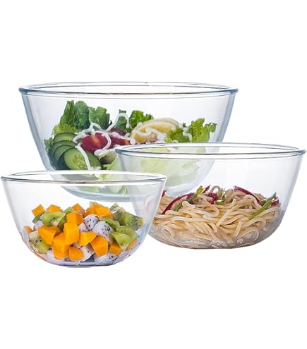Lawei Set Of 9 Glass Mixing Bowls - Glass Nesting Bowls Prep Bowl Clear Salad Bowls For Kitchen Prep Salad, Cereal, Ice Cream, Pasta, Fruits