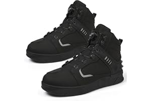 FHQGZT Motorbike Shoes Men Street Motorcycle Boots Side Zip Leather Breathable Anti-Slip Sole with Short Ankle Support TouringFashion Motocross Reinforced Street Riding Casual Racing Sports