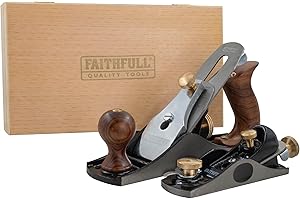 Juego de cepillos Faithfull n.° 4 y n.° 6012 en caja de madera: cepillos manuales de hierro fundido mecanizados con precisión para alisar, recortar, trabajar la veta y carpintería en general.
