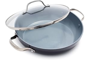GreenPan Valencia Pro Céramique Anodisée Saine Antiadhésive Sauteuse 30 cm/4,8 Litre avec Couvercle et Poignées Latérales, Poêle à Sauter, Sans PFAS, Induction, Lave-vaisselle, Four, Gris