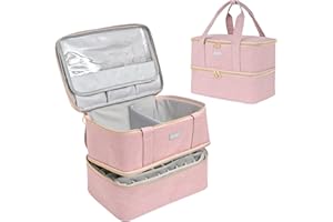 IVODEELA Boite Rangement Vernis à Ongles pour 40 Flacons(15 ML - 0,5 FL.oz) et Lampe UV Sèche Ongles,Sac de Voyage pour Vernis et Lampe UV,Rose